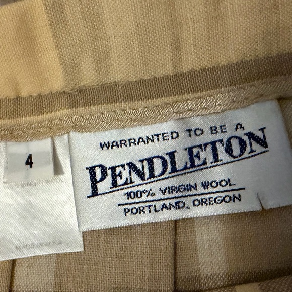 VTG 70s Pendleton Cream Taupe Tan Pleated Plaid A-Line Midi Maxi Skirt, Size 4 - Picture 9 of 13